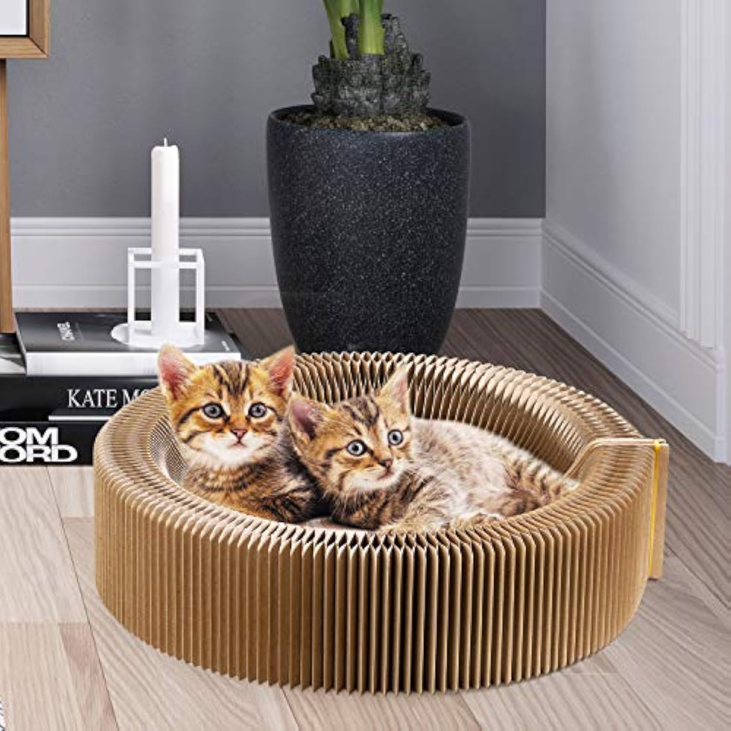KFX-7675965 Collapsible Cardboard Cat Scratching Lounge Bed for Indoor Cats