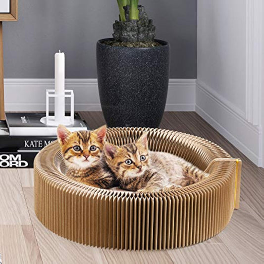 KFX-7675965 Collapsible Cardboard Cat Scratching Lounge Bed for Indoor Cats