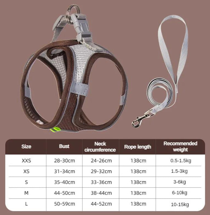 KFX-7677757 Breathable Mesh Dog Harness with Reflective Details - Lightweight and Comfortable for Summer Walks