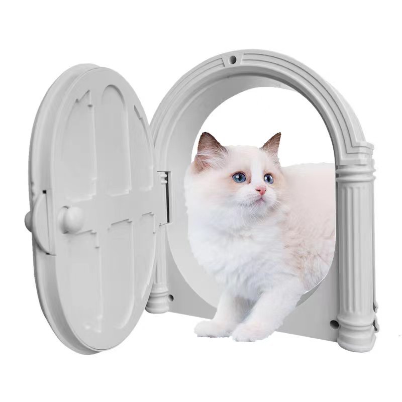 KFX-7679293 Minimalist Plastic Cat and Dog Door with Direction Control in White, Black, and Brown