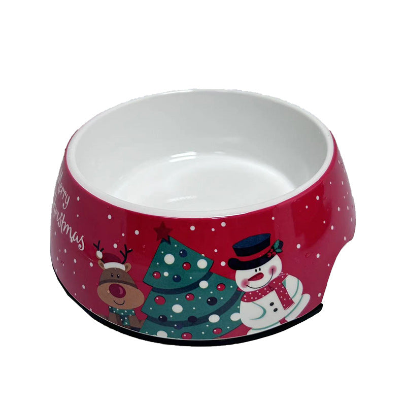 KFX-7680445 Stainless Steel Double Layer Pet Bowl for Dogs and Cats, Melamine Design, Multiple Sizes Available