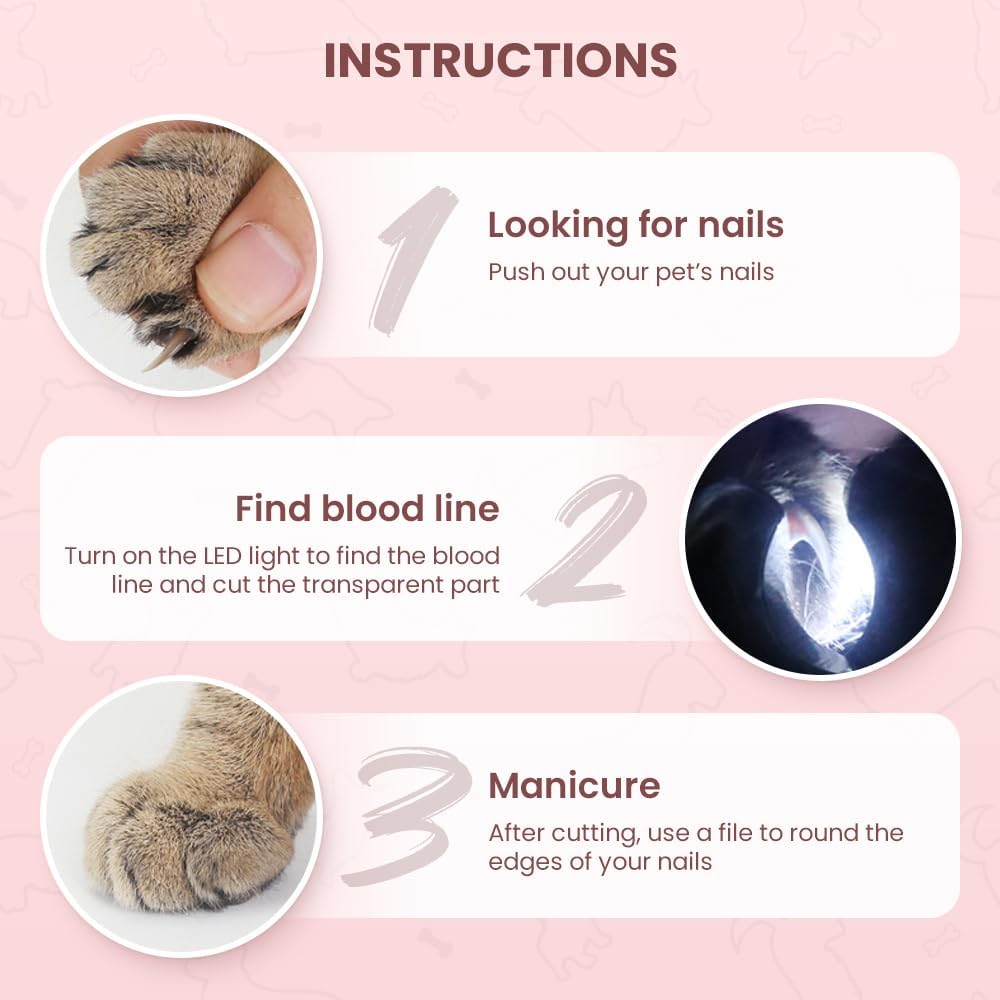 KFX-7681725 LED Pet Nail Clipper with Light for Easy and Pain-Free Grooming of Cats and Dogs