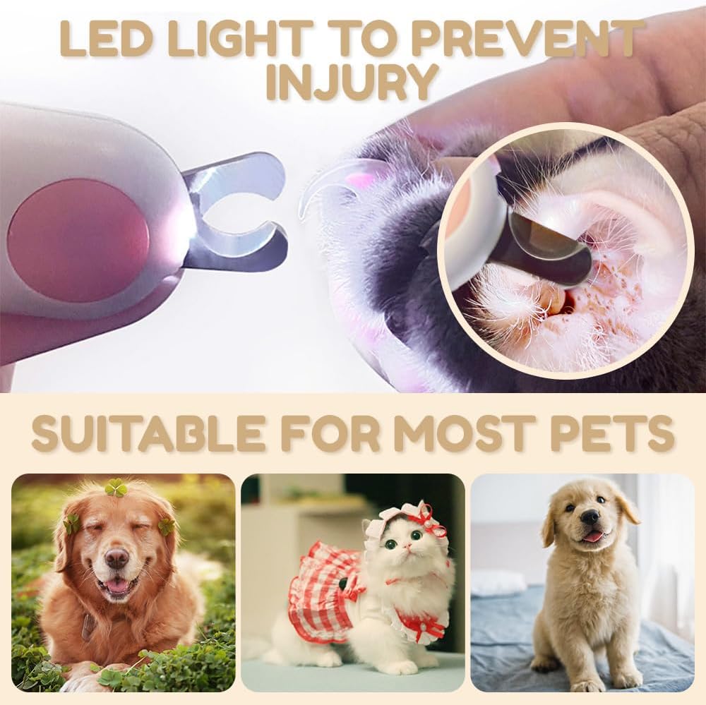 KFX-7681725 LED Pet Nail Clipper with Light for Easy and Pain-Free Grooming of Cats and Dogs