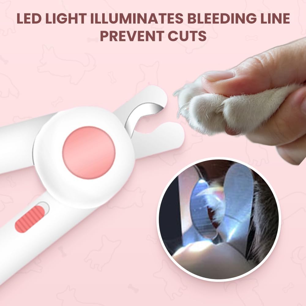 KFX-7681725 LED Pet Nail Clipper with Light for Easy and Pain-Free Grooming of Cats and Dogs