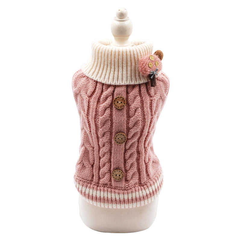 KFX-7682237 Cozy Knitted Pet Sweater in Sweet Colors for Small Dogs and Cats - Warm Winter Jacket