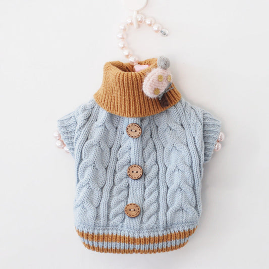 KFX-7682237 Cozy Knitted Pet Sweater in Sweet Colors for Small Dogs and Cats - Warm Winter Jacket