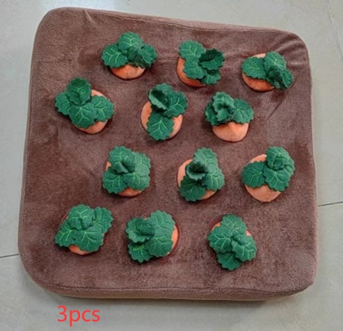 KFX-7682877 Durable Carrot Plush Chew Toy for Dogs and Cats with Interactive Snuffle Mat Design