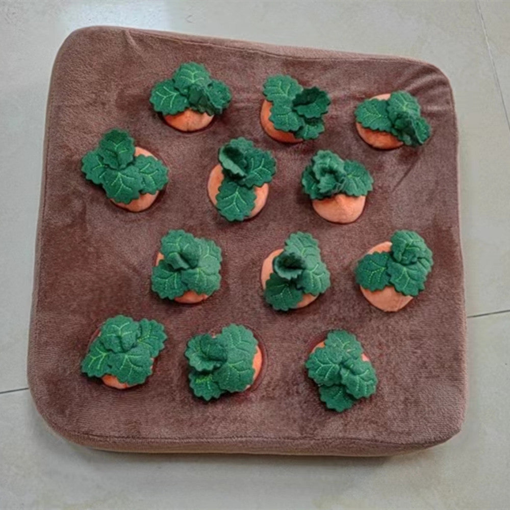 KFX-7682877 Durable Carrot Plush Chew Toy for Dogs and Cats with Interactive Snuffle Mat Design