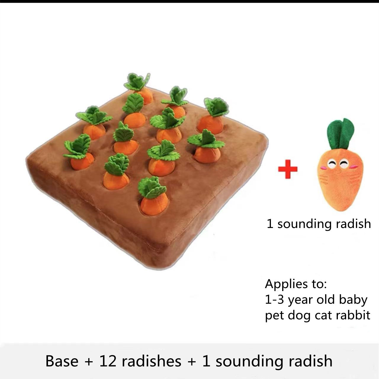 KFX-7682877 Durable Carrot Plush Chew Toy for Dogs and Cats with Interactive Snuffle Mat Design
