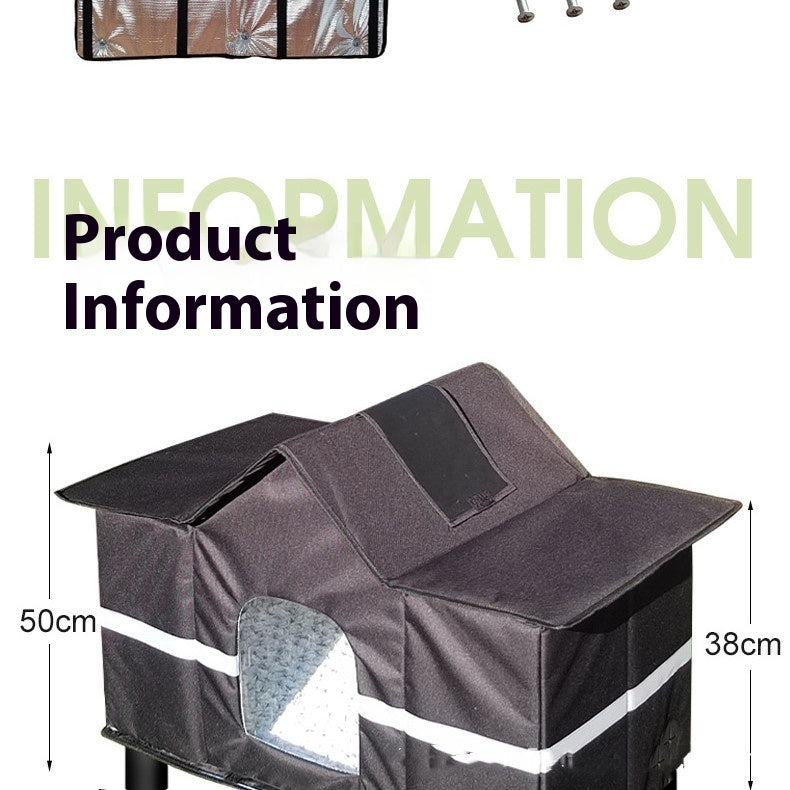 KFX-7684285 Waterproof Black Outdoor Cat House with Reflective Sunroof for All Seasons