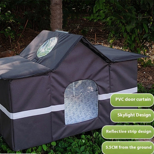 KFX-7684285 Waterproof Black Outdoor Cat House with Reflective Sunroof for All Seasons