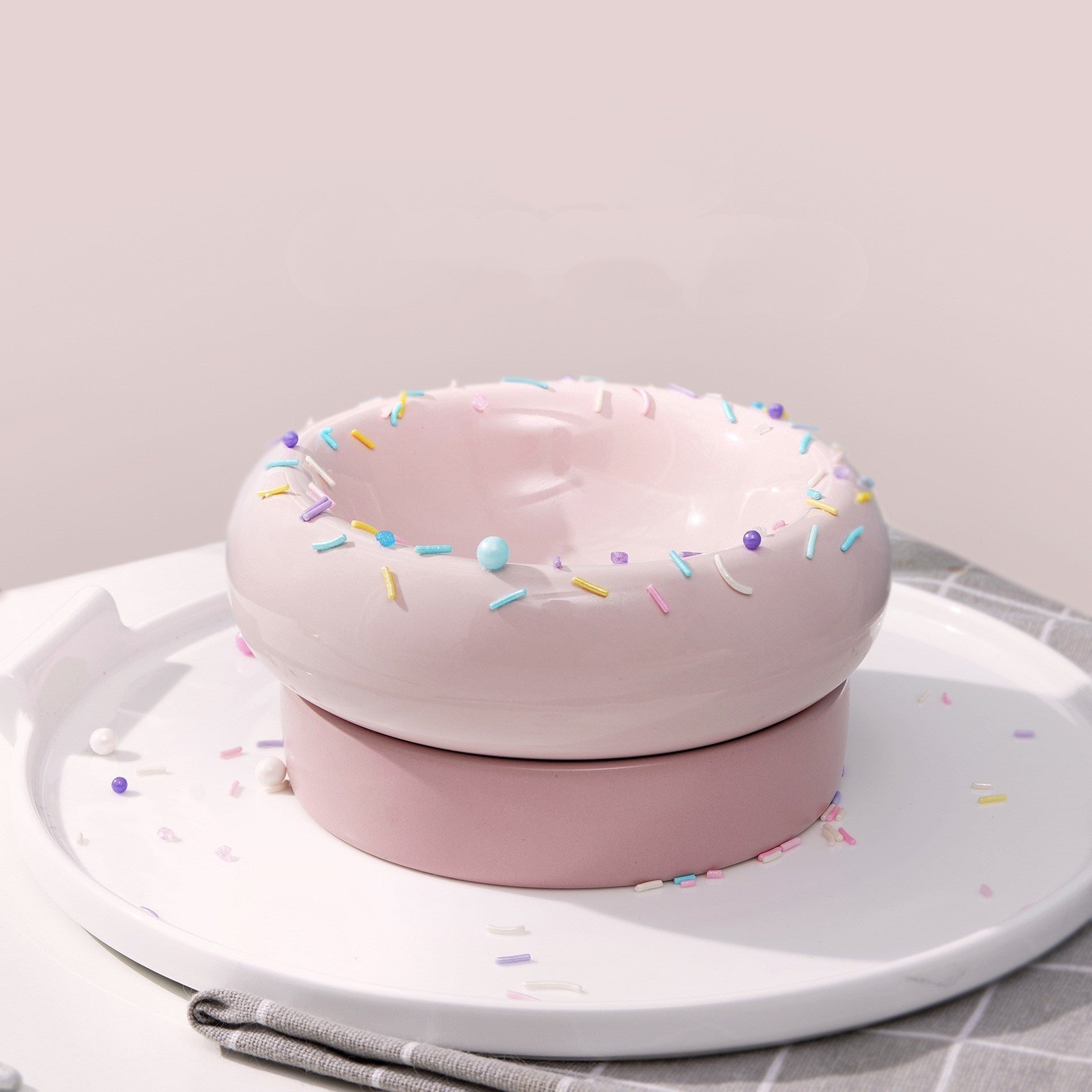 KFX-7684413 Mochi Ceramic Cat Bowl in Pink and Green - 80-120g Capacity