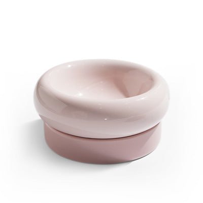 KFX-7684413 Mochi Ceramic Cat Bowl in Pink and Green - 80-120g Capacity