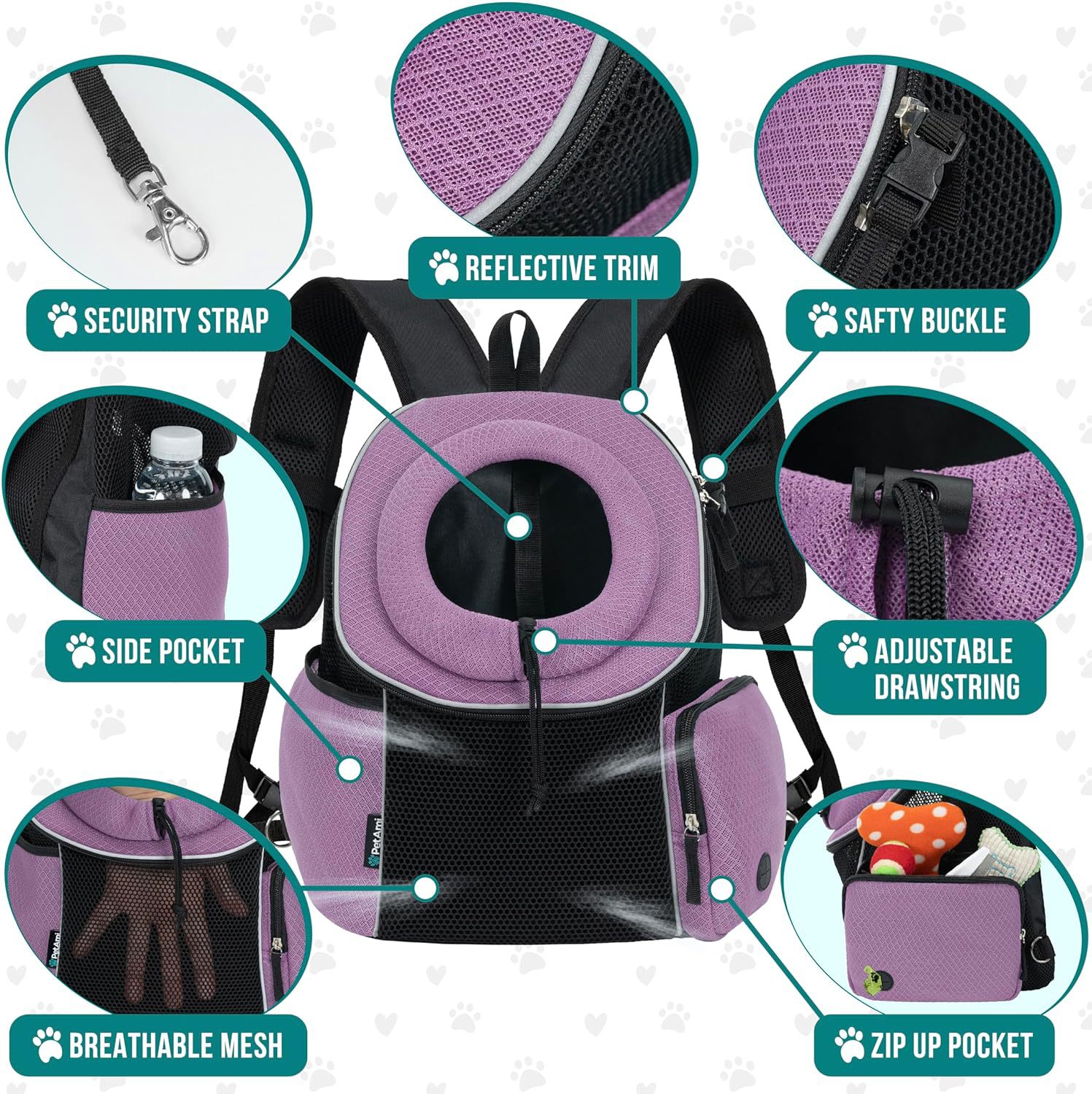 KFX-7686461 Portable Pet Dog Carrier Backpack for Travel – Breathable Outdoor Carrying Bag (41.9 x 25.4 x 43.2 cm)