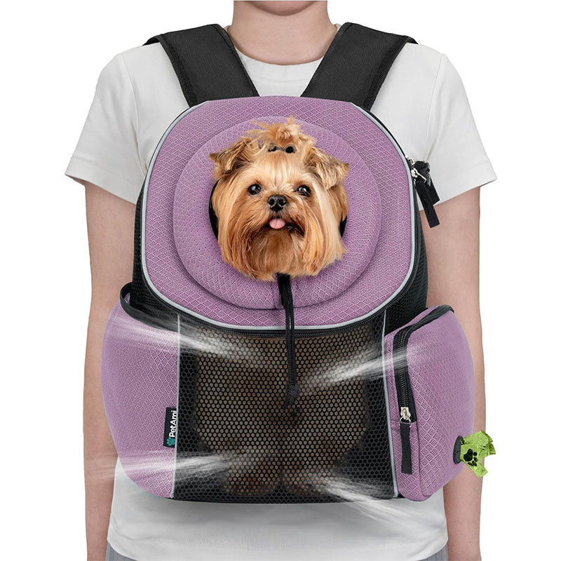 KFX-7686461 Portable Pet Dog Carrier Backpack for Travel – Breathable Outdoor Carrying Bag (41.9 x 25.4 x 43.2 cm)