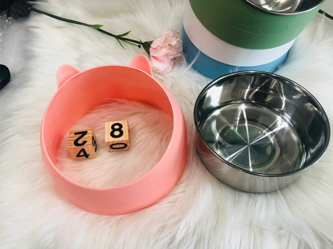 KFX-7690173 Double Pet Bowl for Dogs and Cats - Anti-Overturning Design, PS Resin Material, Large Size