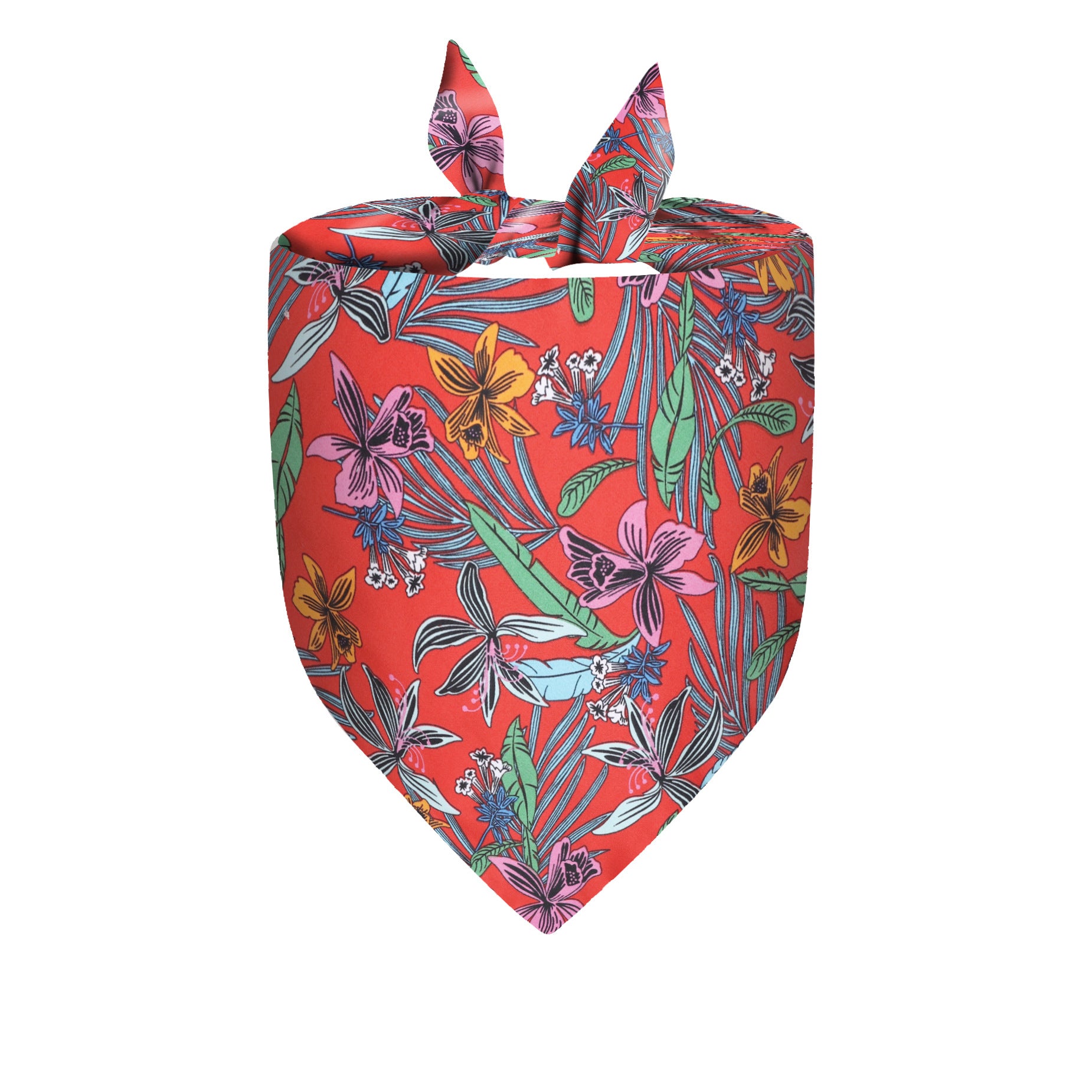 KFX-7690557 Summer Triangle Scarf for Cats and Dogs in Red, Black, White, and Green Backgrounds - Casual Polyester Design