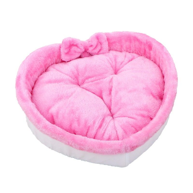 KFX-7694013 Cozy Heart-Shaped Pet Bed for Cats and Dogs - Soft Warm Cushion Nest for Puppies and Kittens
