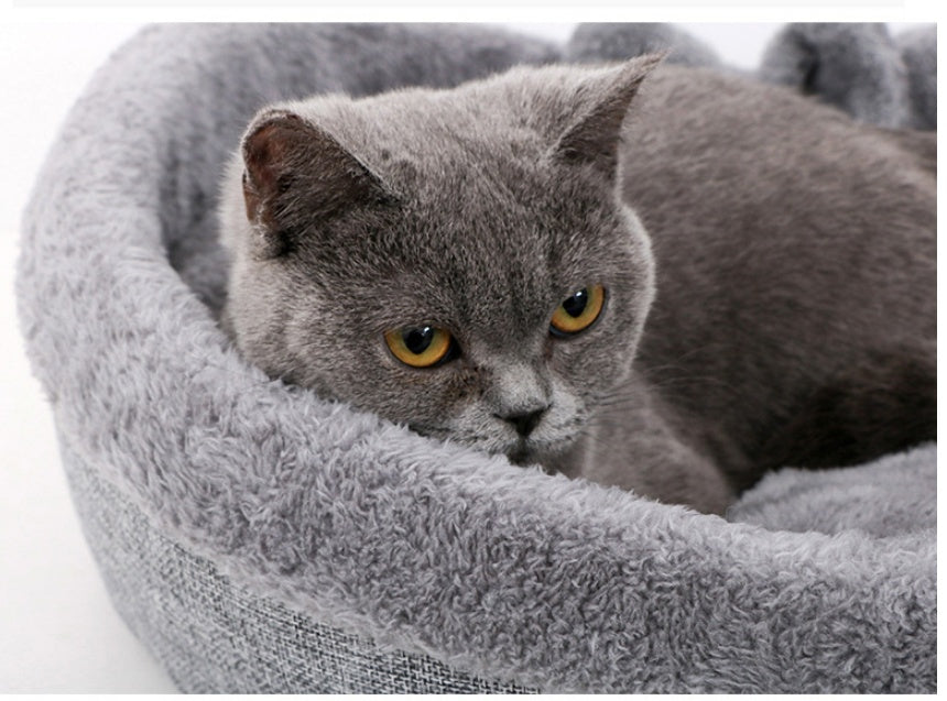 KFX-7694013 Cozy Heart-Shaped Pet Bed for Cats and Dogs - Soft Warm Cushion Nest for Puppies and Kittens