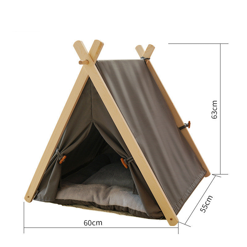 KFX-7694781 Removable and Washable Cat Litter Tent in Striped Canvas with Solid Wood Frame, Multiple Colors Available