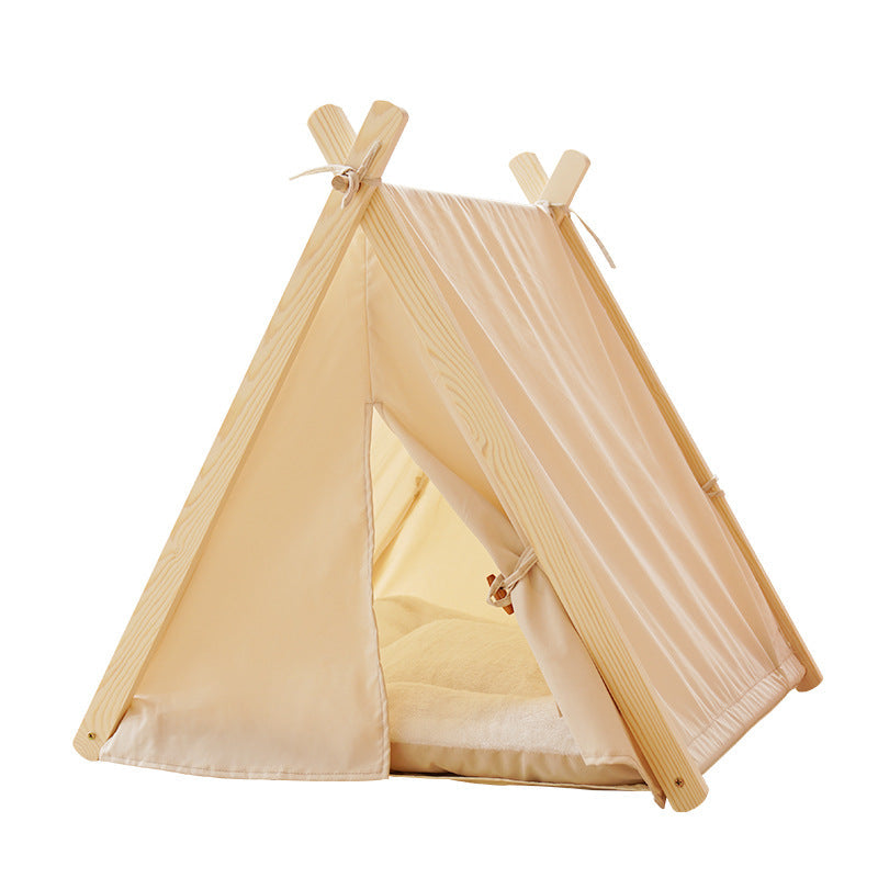 KFX-7694781 Removable and Washable Cat Litter Tent in Striped Canvas with Solid Wood Frame, Multiple Colors Available