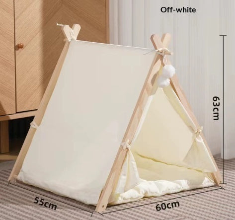 KFX-7694781 Removable and Washable Cat Litter Tent in Striped Canvas with Solid Wood Frame, Multiple Colors Available