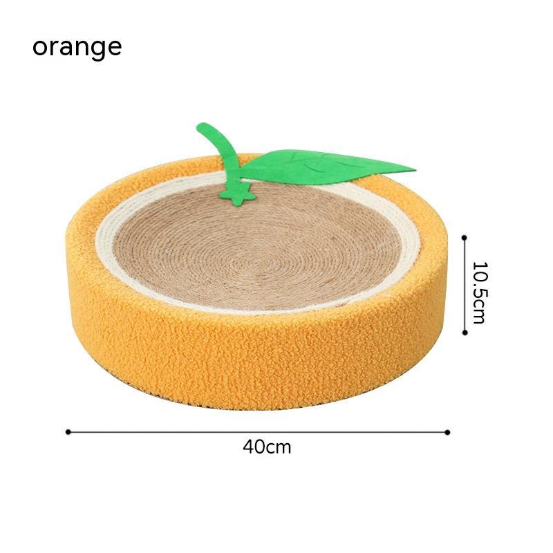 KFX-7695933 Round Cat Scratch Board - Wear-Resistant Jute Flannel Sofa Protector in Rabbit and Orange