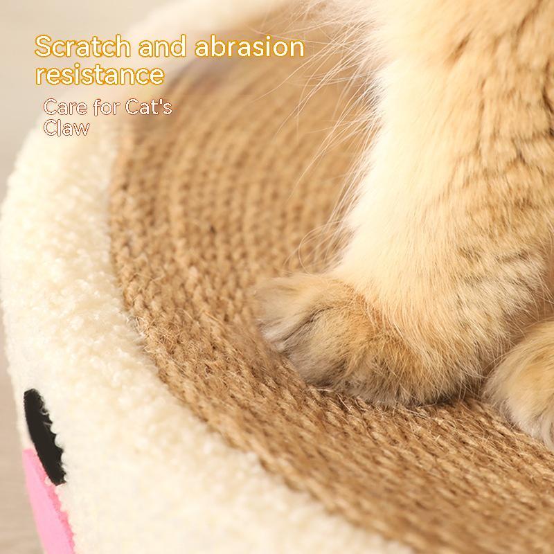 KFX-7695933 Round Cat Scratch Board - Wear-Resistant Jute Flannel Sofa Protector in Rabbit and Orange