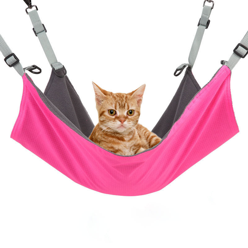 KFX-7697341 Adjustable Dual-Sided Pet Hammock for Cats and Small Dogs - Plush & Waterproof, Space-Saving Design, Easy to Clean