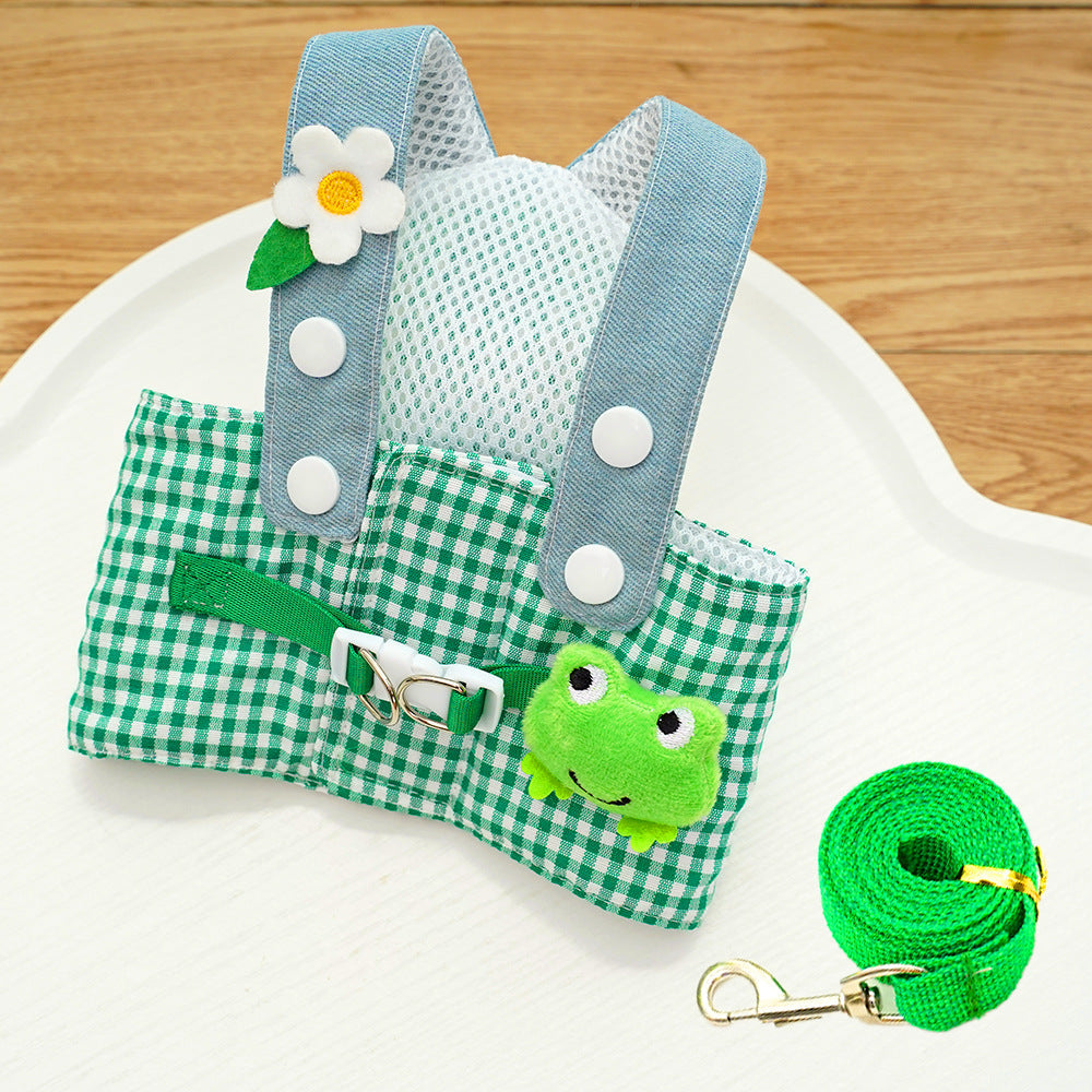 KFX-7697981 Frog and French Fries Patterned Pet Harness and Lead Rope Sets for Cats