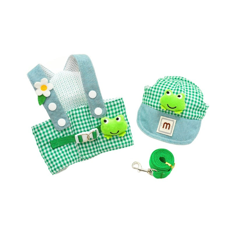 KFX-7697981 Frog and French Fries Patterned Pet Harness and Lead Rope Sets for Cats