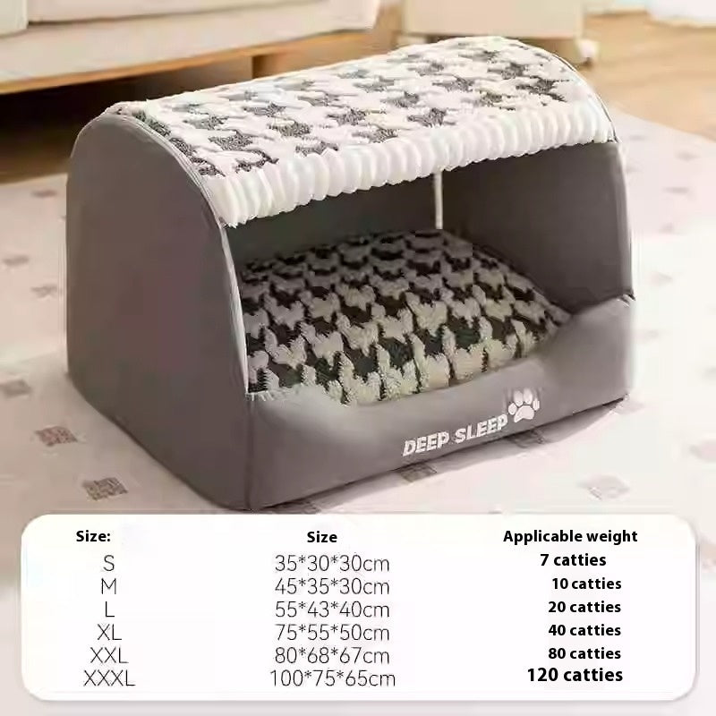 KFX-7699773 Warm Three-Dimensional Dog Nest in Houndstooth Patterns - Small to Extra Large Sizes Available
