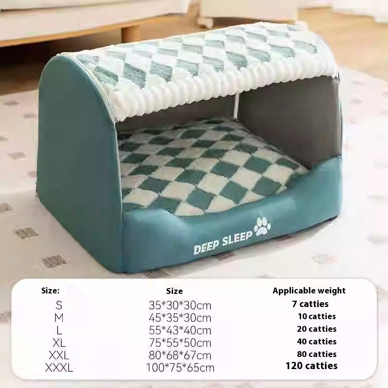 KFX-7699773 Warm Three-Dimensional Dog Nest in Houndstooth Patterns - Small to Extra Large Sizes Available