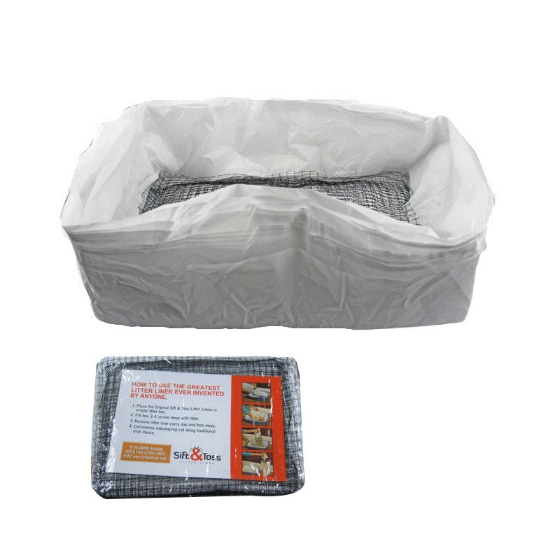 KFX-7701693 Plastic Cat Litter Bags with Filters and Mats - 10 Pieces in Small and Medium Sizes, Large Set with Mats and Strainer