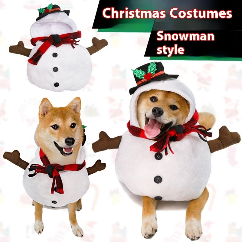 KFX-7702077 Christmas Snowman Dog and Cat Outfit for Halloween and Holiday Festivities