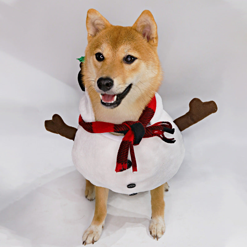 KFX-7702077 Christmas Snowman Dog and Cat Outfit for Halloween and Holiday Festivities