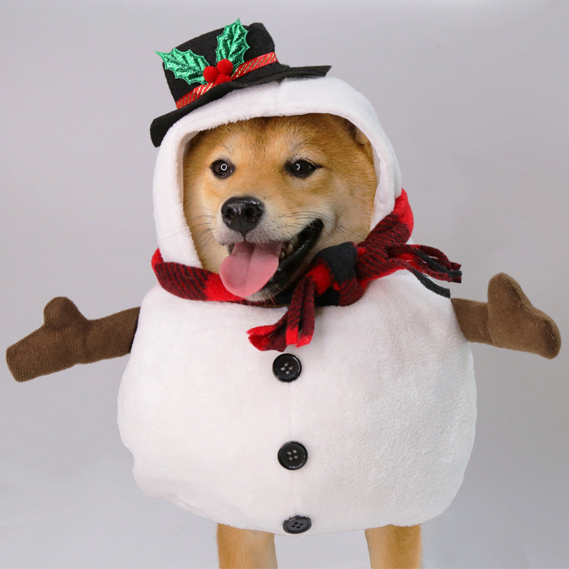 KFX-7702077 Christmas Snowman Dog and Cat Outfit for Halloween and Holiday Festivities