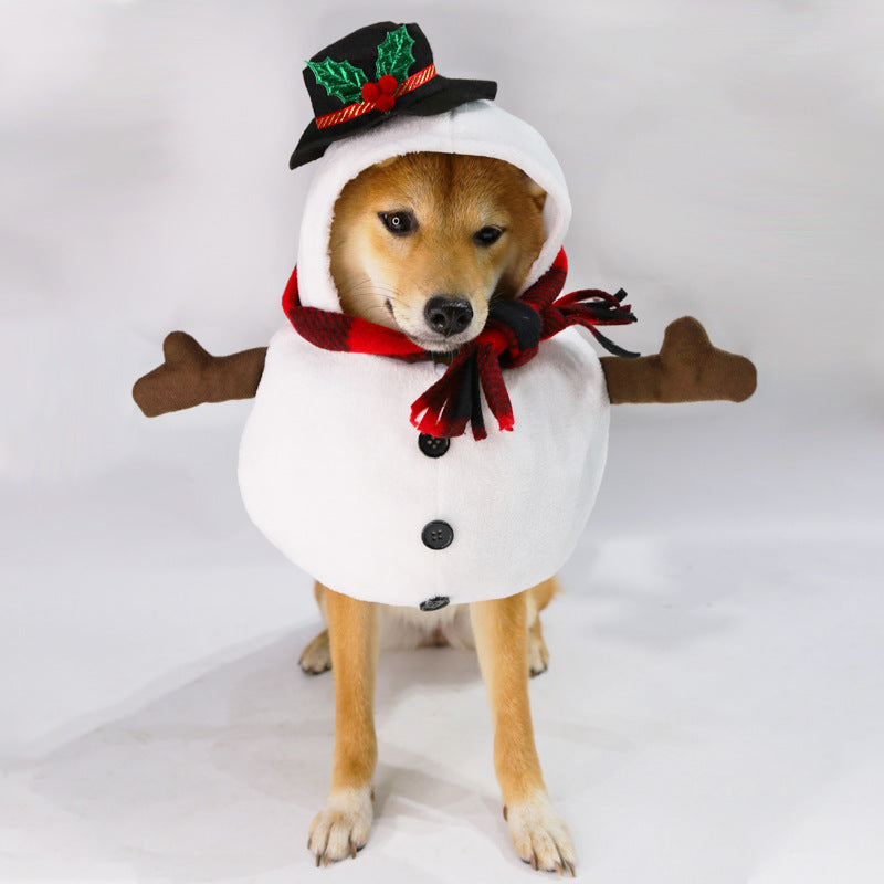 KFX-7702077 Christmas Snowman Dog and Cat Outfit for Halloween and Holiday Festivities