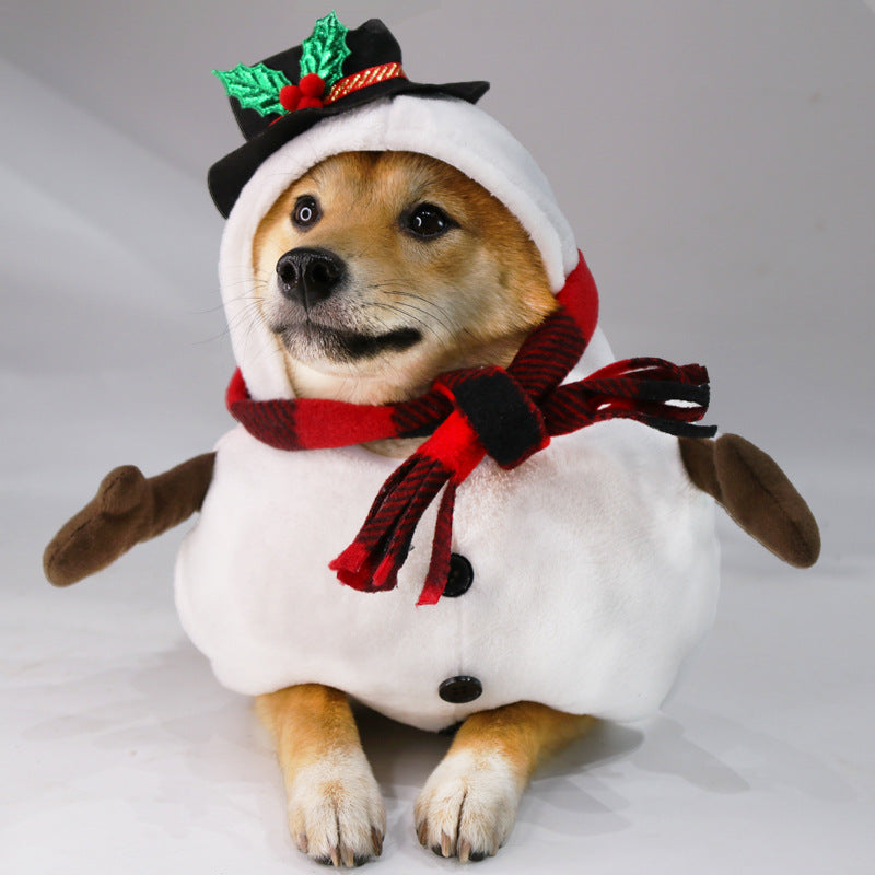 KFX-7702077 Christmas Snowman Dog and Cat Outfit for Halloween and Holiday Festivities