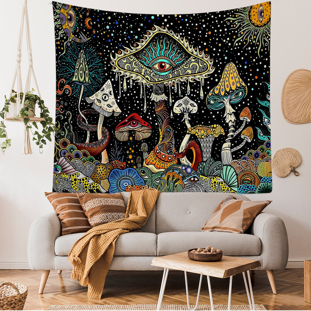 KFX-7702333 Starry Mushroom Geometric Abstract Polyester Tapestry - European Style, Machine Washable, Multiple Sizes Available