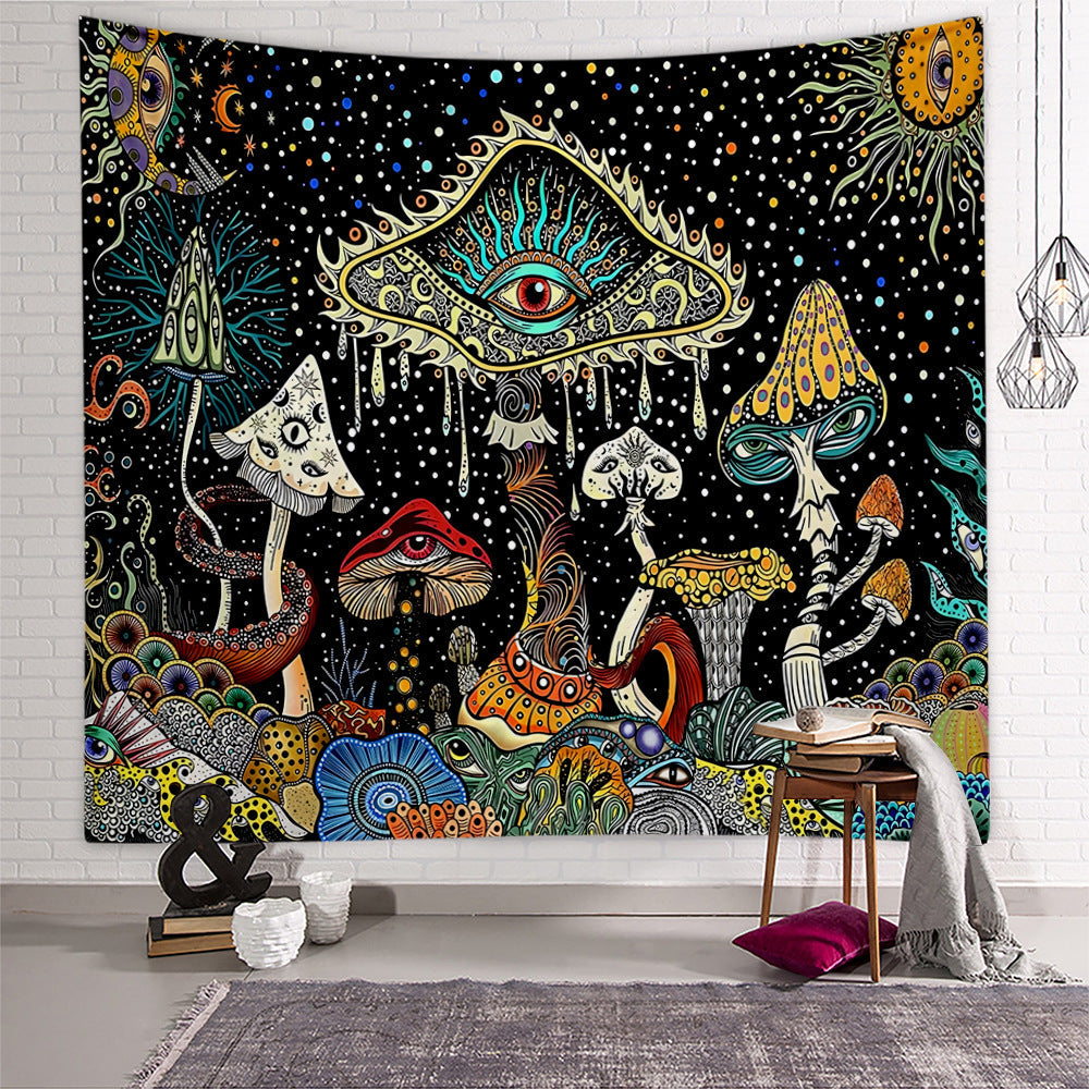KFX-7702333 Starry Mushroom Geometric Abstract Polyester Tapestry - European Style, Machine Washable, Multiple Sizes Available