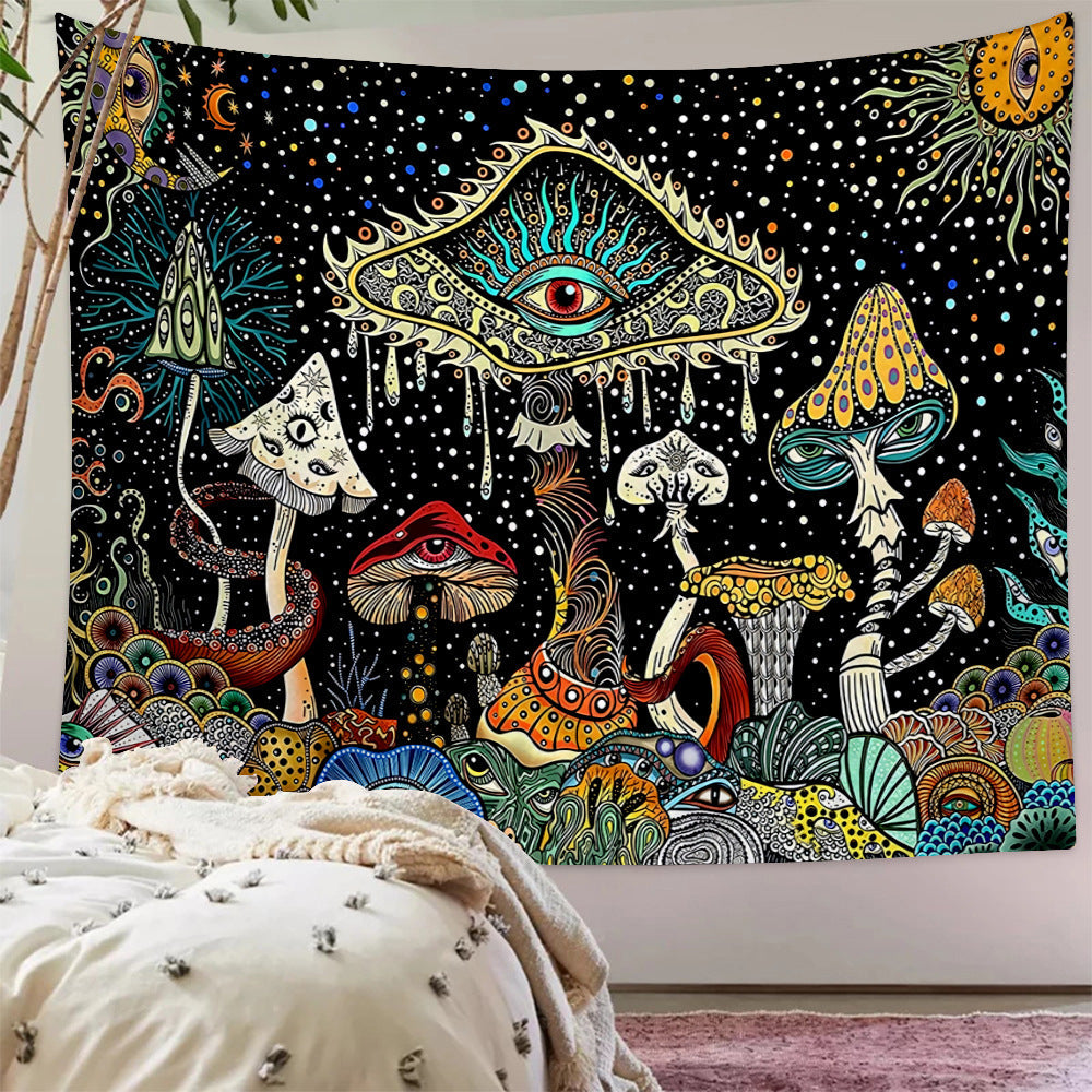 KFX-7702333 Starry Mushroom Geometric Abstract Polyester Tapestry - European Style, Machine Washable, Multiple Sizes Available
