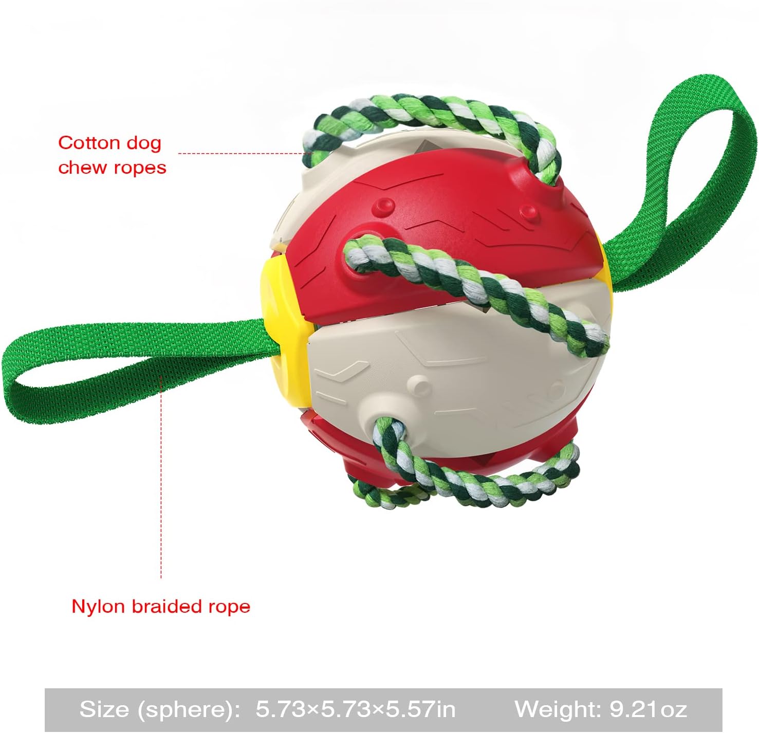 KFX-7702973 Interactive Dog Toy with Chewing Ropes and Flying Saucer Ball for Small to Medium Dogs