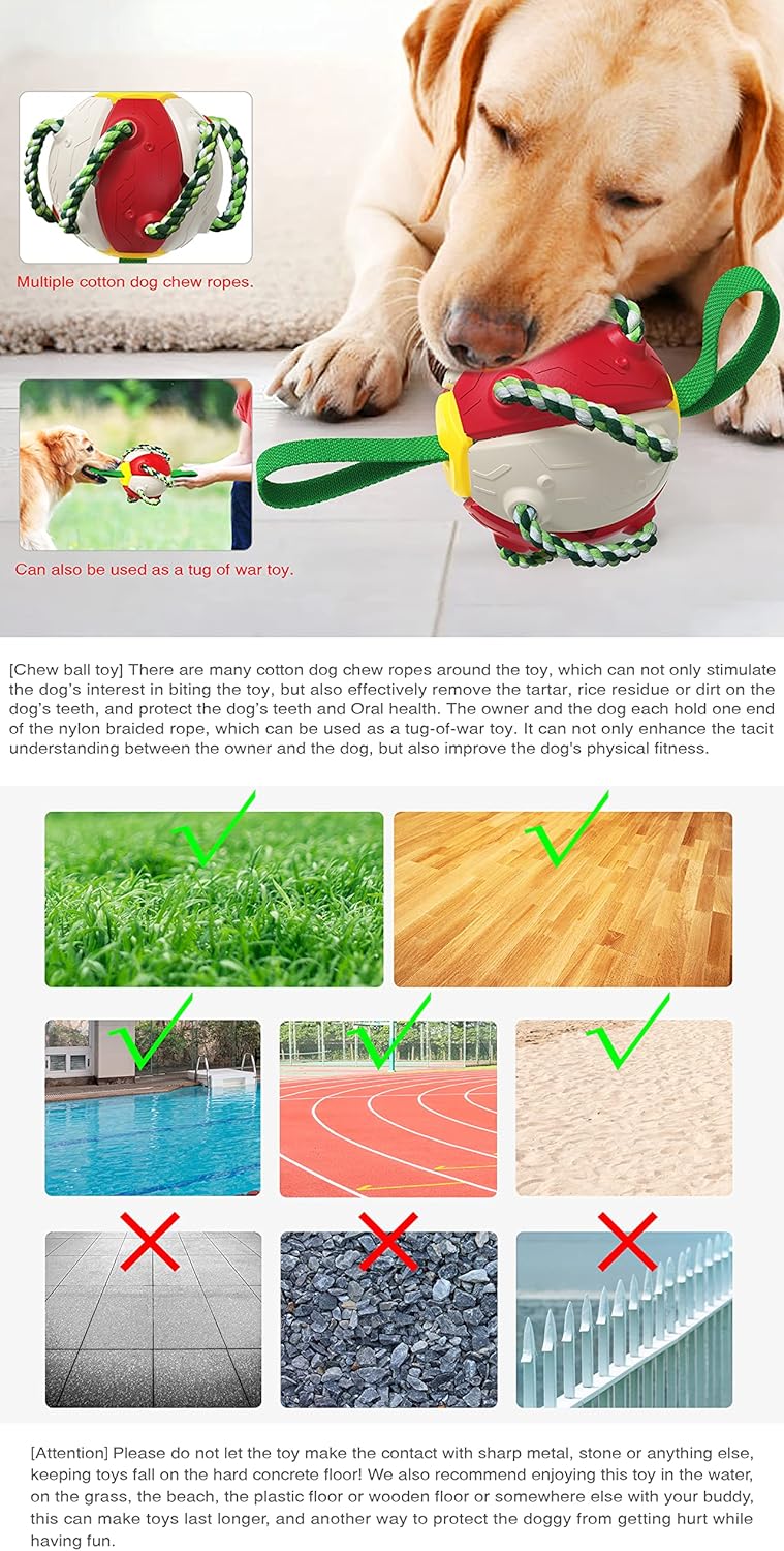 KFX-7702973 Interactive Dog Toy with Chewing Ropes and Flying Saucer Ball for Small to Medium Dogs