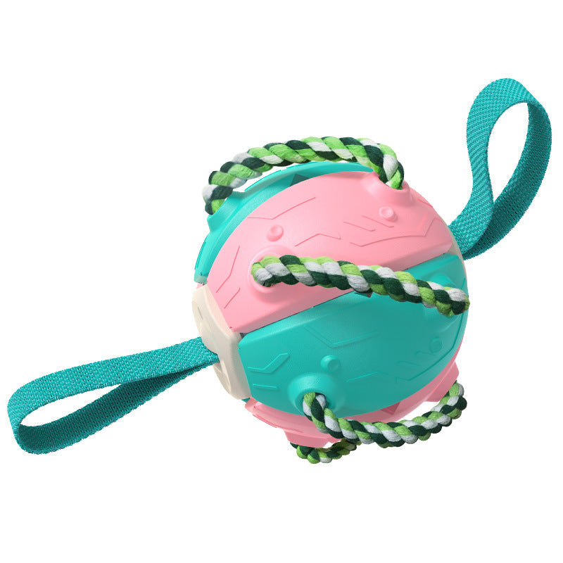 KFX-7702973 Interactive Dog Toy with Chewing Ropes and Flying Saucer Ball for Small to Medium Dogs