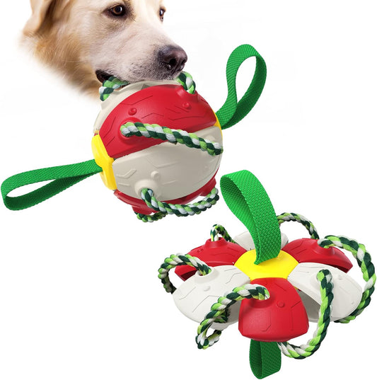 KFX-7702973 Interactive Dog Toy with Chewing Ropes and Flying Saucer Ball for Small to Medium Dogs