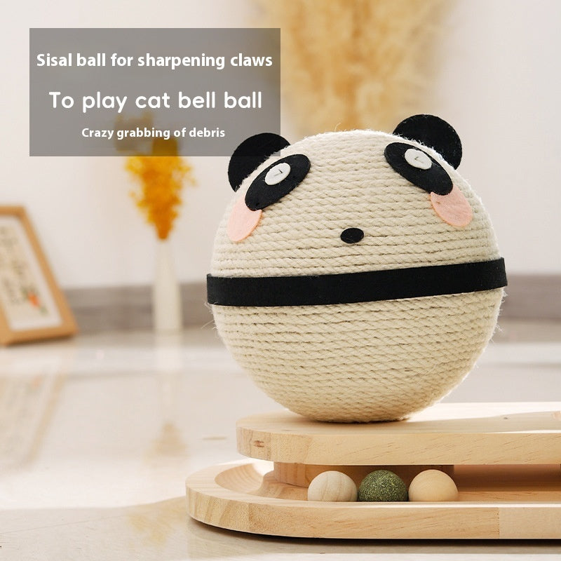 KFX-7704765 Double Turntable Pillar Cat Climbing Frame - Cute Wooden Design for Fun Playtime