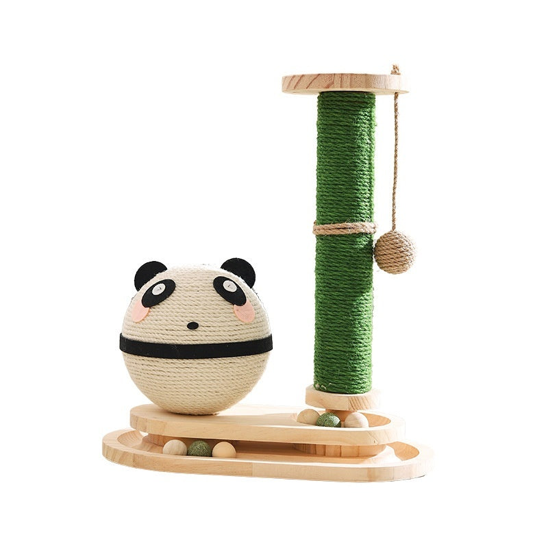 KFX-7704765 Double Turntable Pillar Cat Climbing Frame - Cute Wooden Design for Fun Playtime