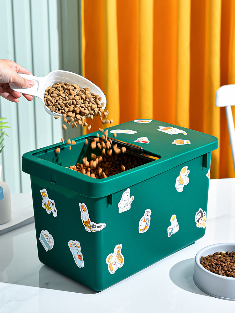 KFX-7705149 Pet Food Storage Bucket - 13L, Cardamom Green & Ocean Blue Options with Stickers