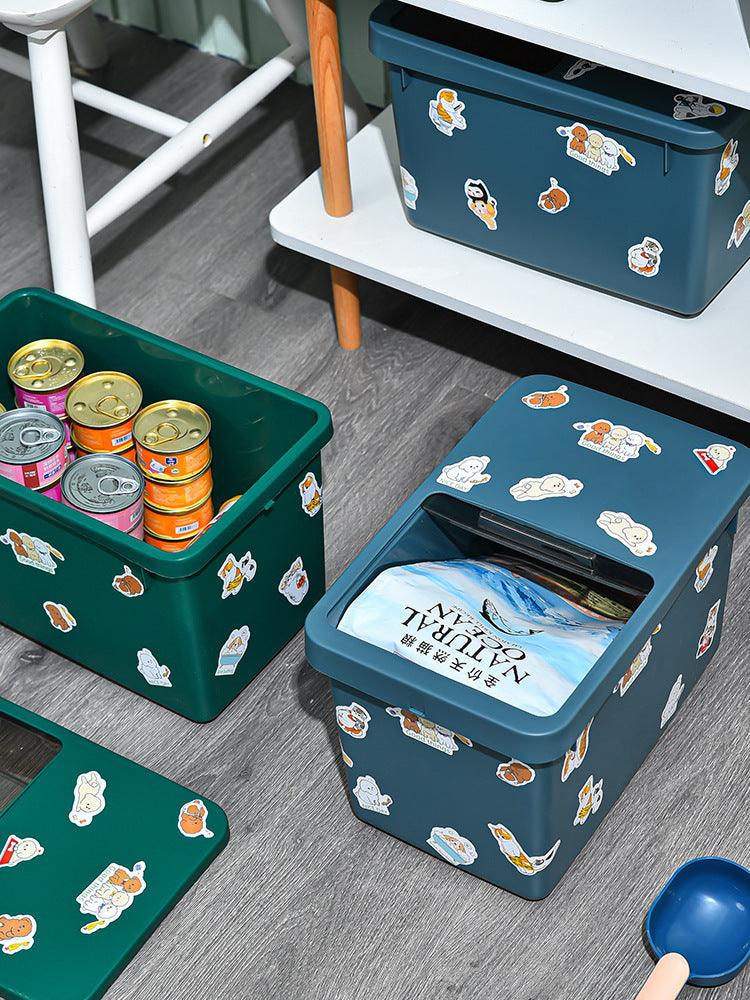 KFX-7705149 Pet Food Storage Bucket - 13L, Cardamom Green & Ocean Blue Options with Stickers